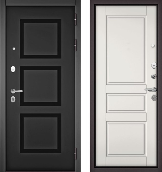 Входная дверь МАСТИНО TRUST MASS 192 Черный матовый / D-2 Белый софт