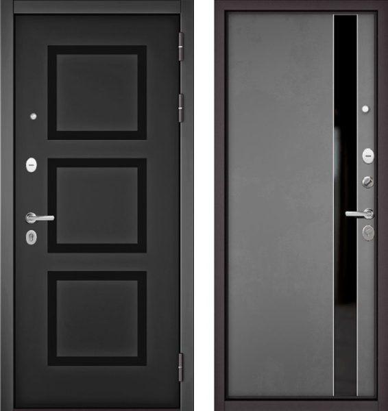 Входная дверь МАСТИНО TRUST MASS 192 Черный матовый / Si-3 Оскуро Велютто + Lakobel Black