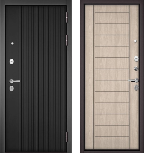 Входная дверь МАСТИНО TRUST MASS 192 Черный матовый / 137 Ясень ривьера айс