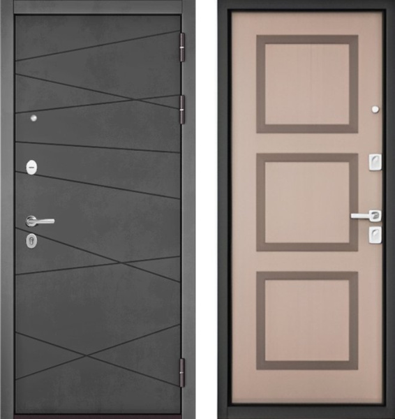 Входная дверь МАСТИНО TRUST MASS 130 Бетон темный / 192 Дуб кофейный матовый