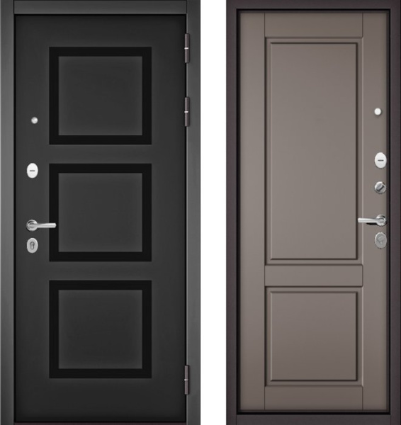 Входная дверь МАСТИНО TRUST MASS 192 Черный матовый / D-1 Эмаль капучино