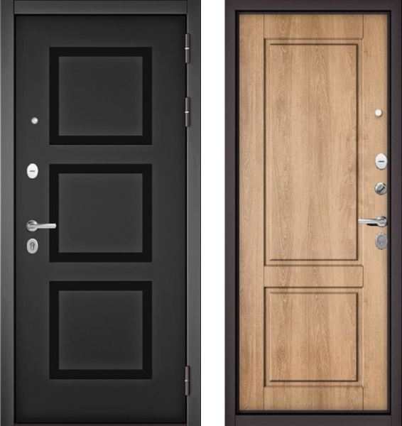 Входная дверь МАСТИНО TRUST MASS 192 Черный матовый / D-1 Дуб шале натуральный