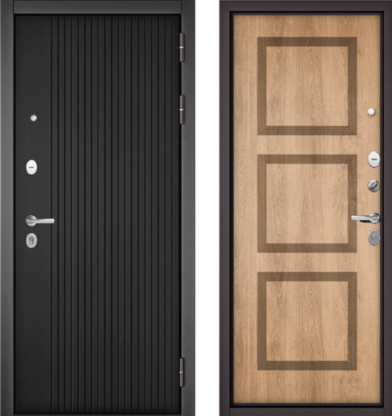 Входная дверь МАСТИНО TRUST MASS 132 Графит софт / 192 Дуб шале натуральный