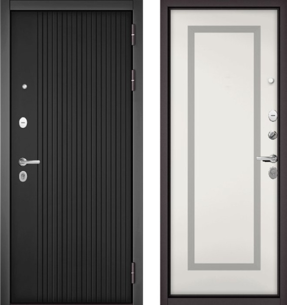 Входная дверь МАСТИНО TRUST MASS 132 Графит софт / 189 Белый матовый