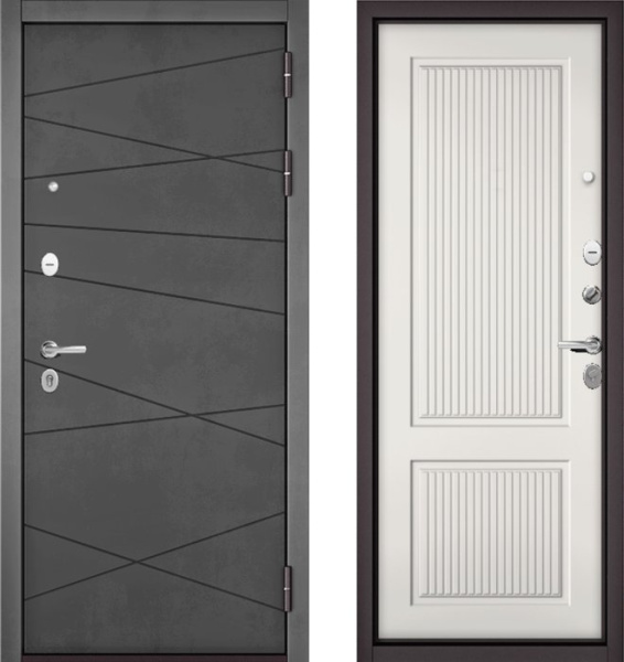Входная дверь МАСТИНО TRUST MASS 130 Бетон темный / 198 Белый софт