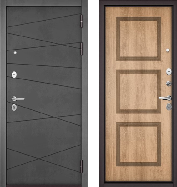 Входная дверь МАСТИНО TRUST MASS 130 Бетон темный / 192 Дуб шале натуральный