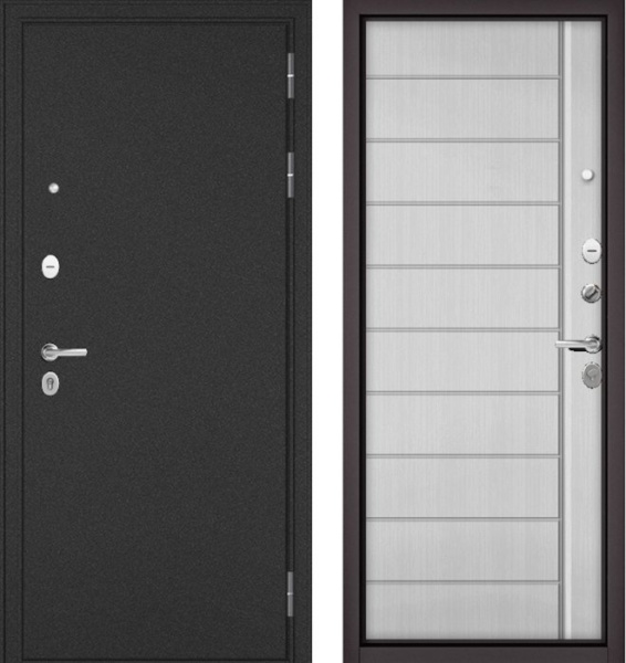 Входная дверь МАСТИНО TRUST MASS Металл Букле графит / 136 Белый ларче